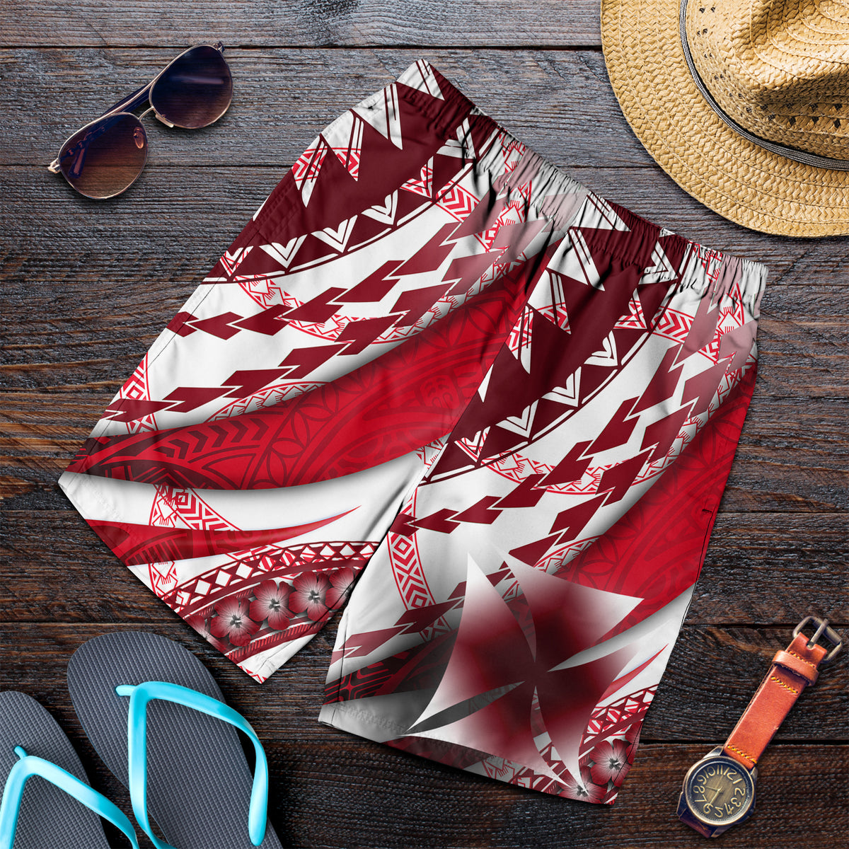 Wallis et Futuna Men Short Artsy Style - White LT9 White - Polynesian Pride