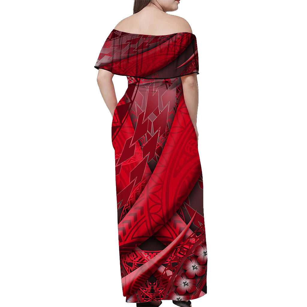 Wallis et Futuna Women Off Shoulder Long Dress Artsy Style - Special LT9 - Polynesian Pride