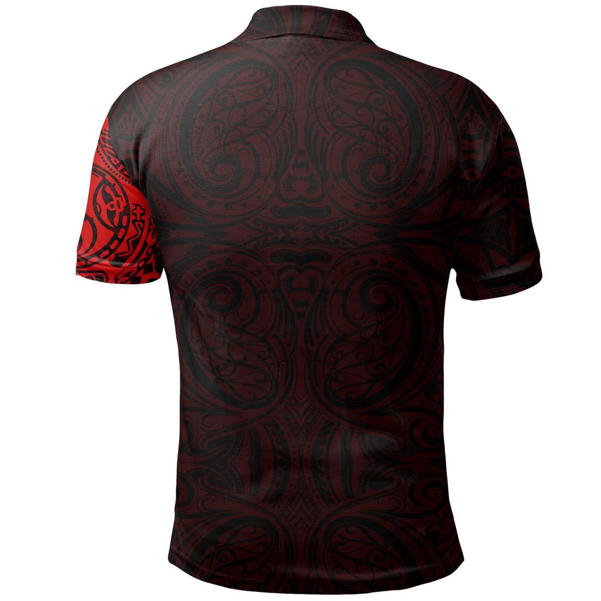 Maori Polo Shirt, Maori Warrior Tattoo Golf Shirts Red Customized - Polynesian Pride