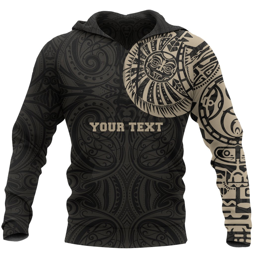 Maori Hoodie, Maori Warrior Tattoo Pullover Hoodie Tan Customized Pullover Hoodie Black - Polynesian Pride
