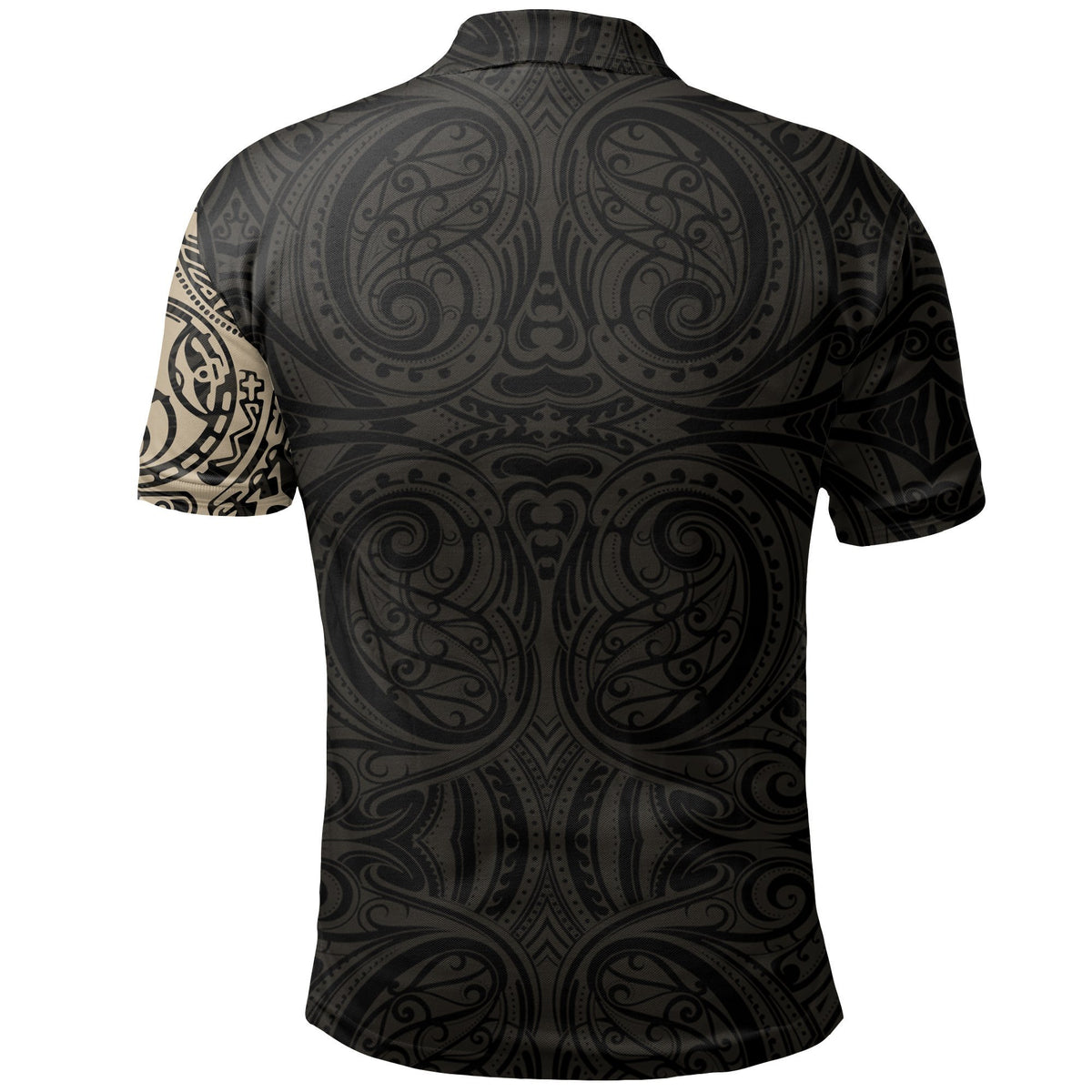 Maori Polo Shirt, Maori Warrior Tattoo Golf Shirts Tan Customized - Polynesian Pride