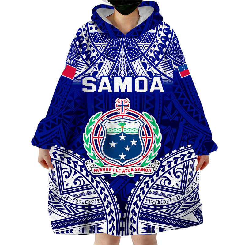 Samoa Coat Of Arms Wearable Blanket Hoodie Polynesian Pattern LT9 Unisex One Size - Polynesian Pride