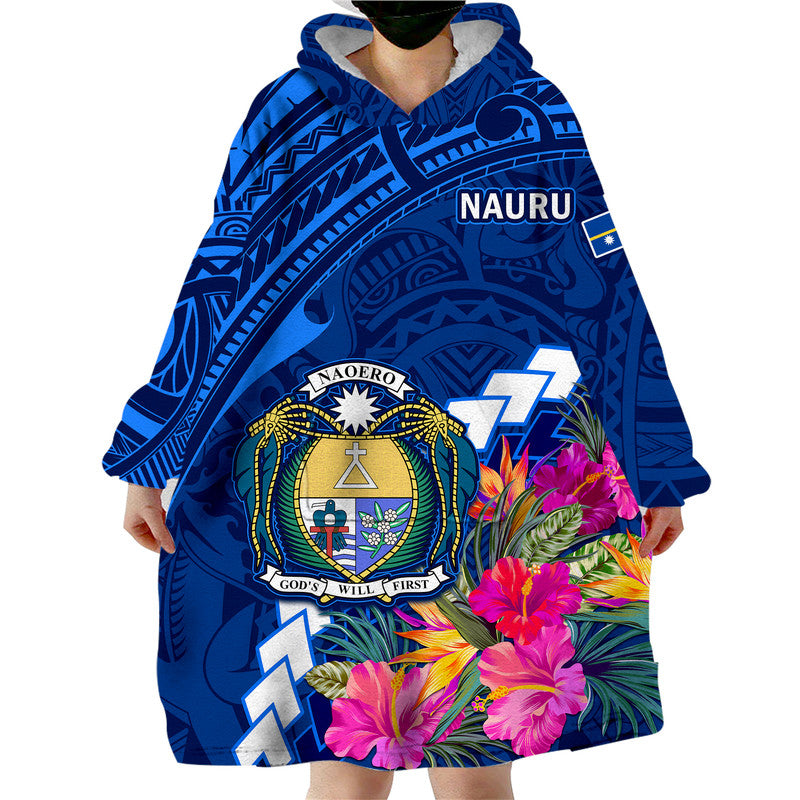 (Custom Personalised) Nauru Coat of Arms Wearable Blanket Hoodie Polynesian Tropical LT9 Unisex One Size - Polynesian Pride