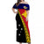 PNG Hibiscus Tribal Pattern Off Shoulder Long Dress - West New Britain LT7 Long Dress Blue - Polynesian Pride