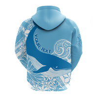 Custom Hawaii Kohola Humpback Whale Zip up Hoodie Cerulean LT7 - Polynesian Pride