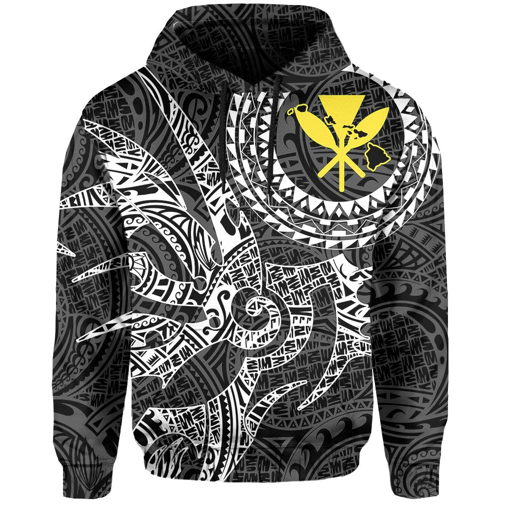 Hawaii Hoodie Polynesian Kanaka Map Hawaiian Hoodie White TT Style - Polynesian Pride
