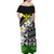 Hawaii Off Shoulder Dress - Banana Leaf With Plumeria Flowers White - LT12 - Polynesian Pride