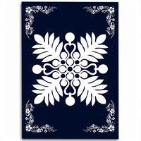 Hawaiian Quilt Maui Plant And Hibiscus Pattern Area Rug - White Indigo - AH White - Polynesian Pride