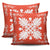 Hawaiian Quilt Maui Plant And Hibiscus Pattern Pillow Covers - White Orange - AH - Polynesian Pride