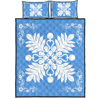 Hawaiian Quilt Maui Plant And Hibiscus Pattern Quilt Bed Set - White Pastel - AH White - Polynesian Pride