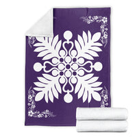 Hawaiian Quilt Maui Plant And Hibiscus Premium Blanket - White Purple - AH - Polynesian Pride