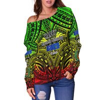 Micronesia Culture Day Women's Off Shoulder Sweater Chuuk And Pohnpei Reggae Style LT6 LT6 - Polynesian Pride