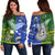 Samoa And Cook Islands Women Off Shoulder Sweater Together LT8 Women Blue - Polynesian Pride