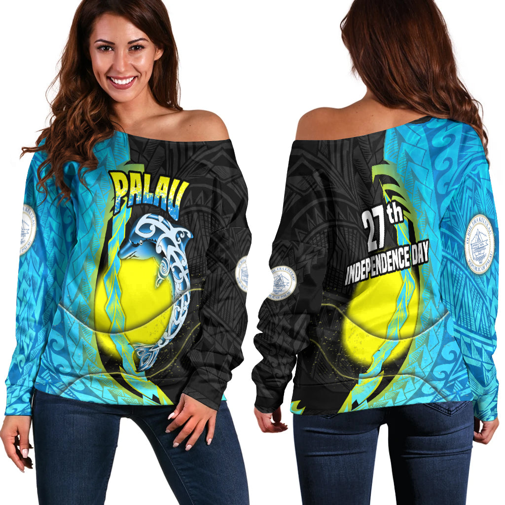 Palau Independence Day Women's Off Shoulder Sweater Special Style LT16 - Polynesian Pride
