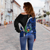 Pohnpei Women's Off Shoulder Sweater Polynesian Style LT6 - Polynesian Pride