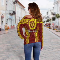(Custom Personalised)Tonga High School Women's Off Shoulder Sweater Yellow Style LT6 - Polynesian Pride