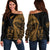 New Zealand Haka Rugby Maori Women Off Shoulder Sweater Silver Fern Vibes - Gold LT8 - Polynesian Pride