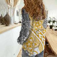 Traditional Polynesian Tribal Tattoo Retro Women Casual Shirt Yellow LT9 - Polynesian Pride