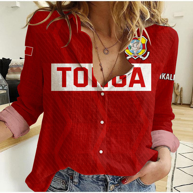 Tonga Rugby Sevens Women Casual Shirt Sporty Style LT9 Female Red - Polynesian Pride