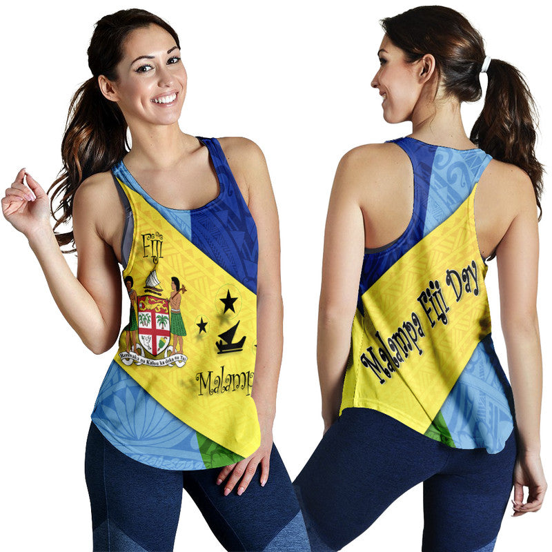 Malampa Fiji Day Women Racerback Tank Polynesian Line Arty Style LT9 - Polynesian Pride
