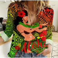 (Custom Personalised) Hawaii Hula Girl Reggae Women Casual Shirt - LT2 - Polynesian Pride