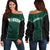 Hawaii Volleyball Green Warrior Women Off Shoulder Sweater - LT2 Women GREEN - Polynesian Pride