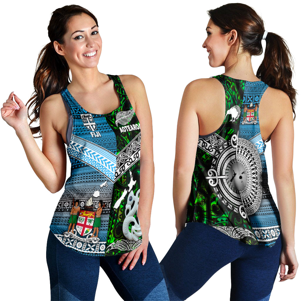 New Zealand Maori Aotearoa Fiji Tapa Together Women Racerback Tank - Green LT8 Green - Polynesian Pride