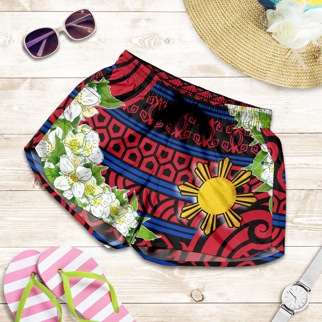 Philippines Women's Shorts - Jasmine Flower Style Women Red-Blue - Polynesian Pride