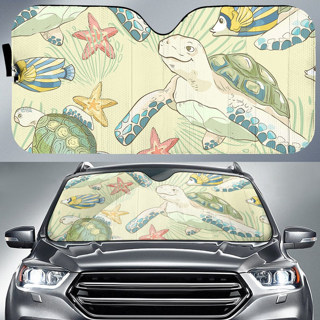 World Animal In Sea Car Sun Shade AH Auto Sun Shade Universal Fit White - Polynesian Pride