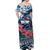 Samoa Off Shoulder Long Dress Hibiscus and Turtles Blue LT13 - Polynesian Pride