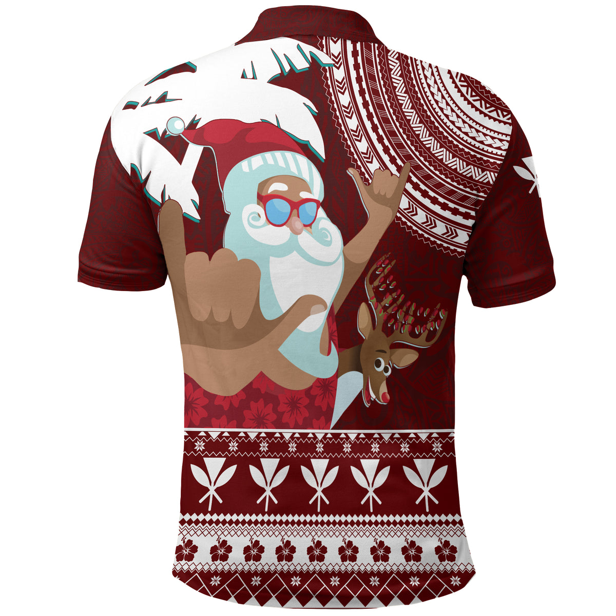 Tropical Christmas Tanned Santa Claus Hawaii Polo Shirt LT7 - Polynesian Pride