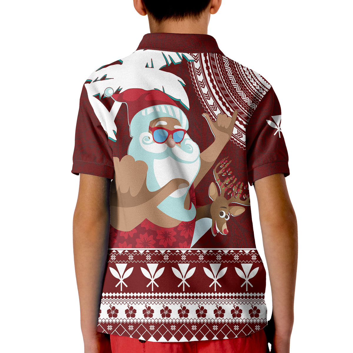 Tropical Christmas Tanned Santa Claus Hawaii Polo Shirt KID LT7 - Polynesian Pride