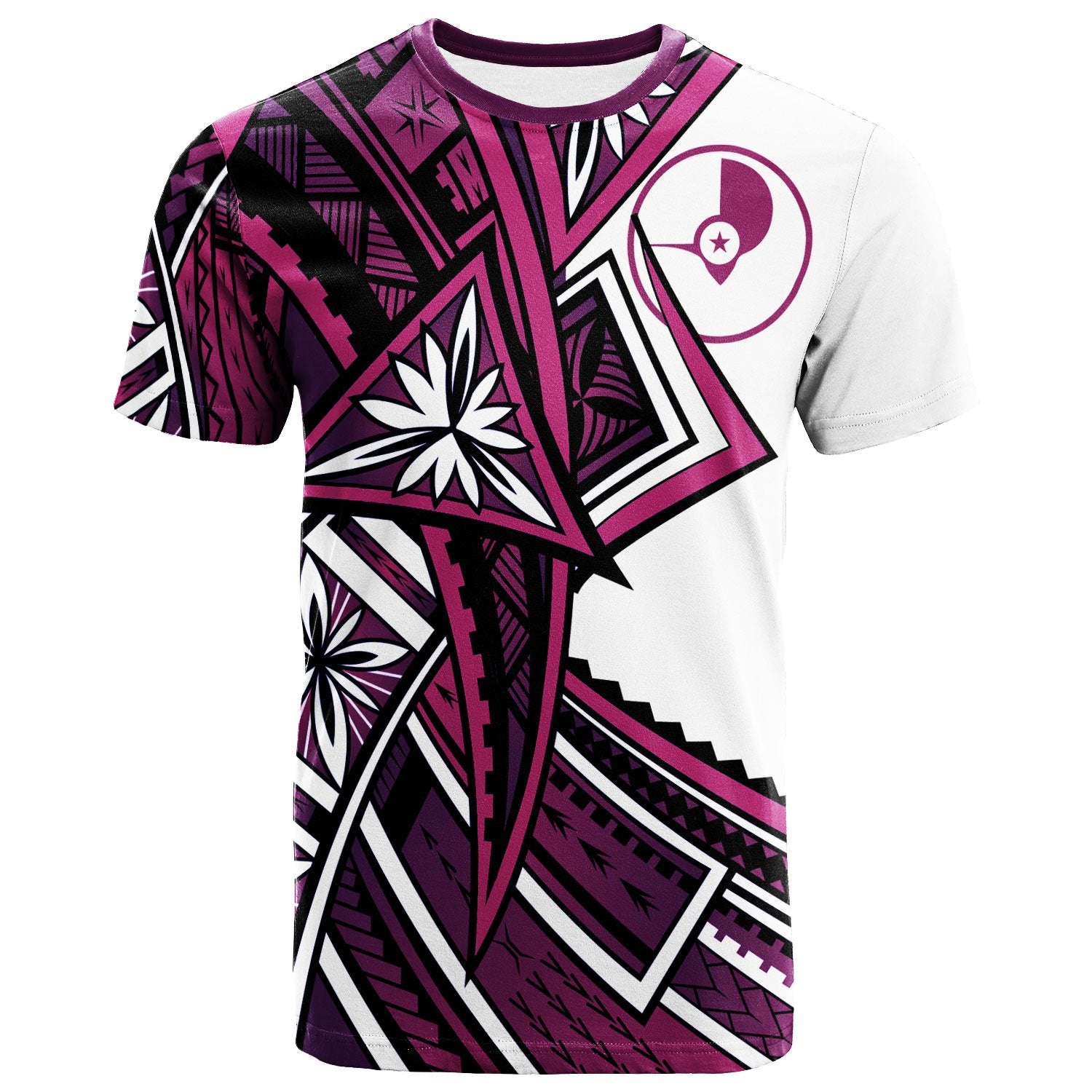 Yap T Shirt Tribal Flowers Special Pattern Purple Color Unisex Purple - Polynesian Pride