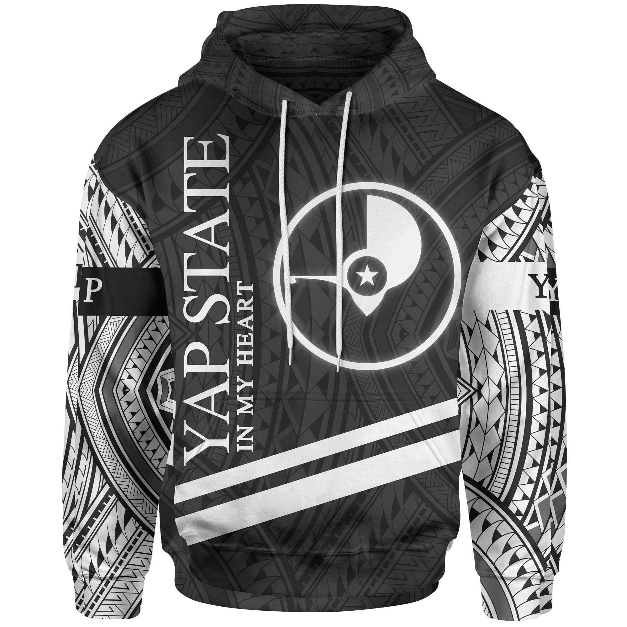 Yap State Hoodie In My Heart Style Polynesian Patterns Unisex Black - Polynesian Pride
