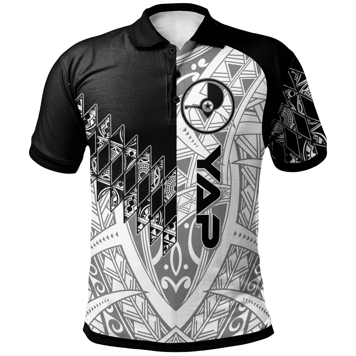 Yap Polo Shirt Symmetry Style Unisex Black - Polynesian Pride