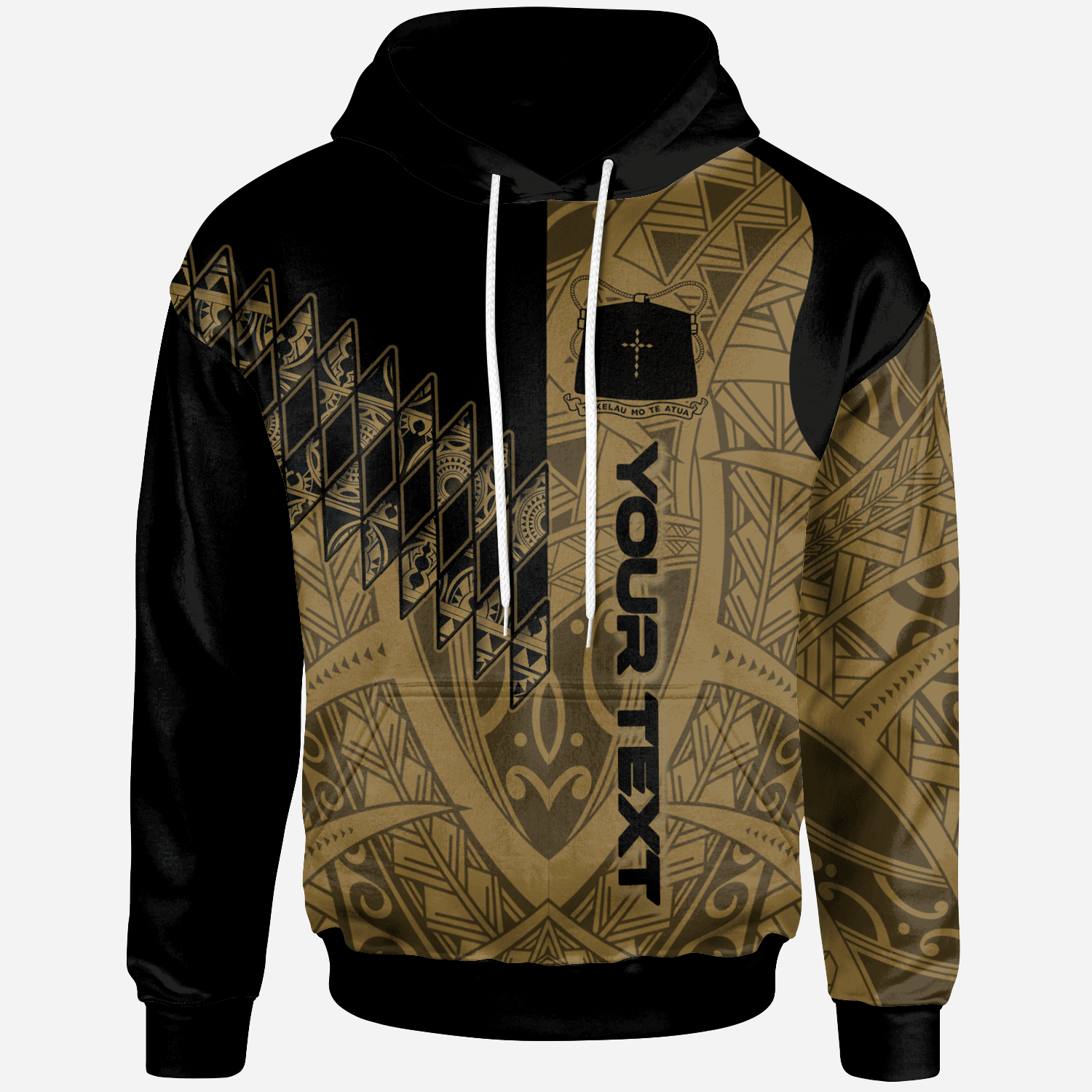 Tokelau Custom Hoodie Gold Color Symmetry Style Unisex Black - Polynesian Pride