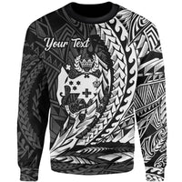 Tonga Custom Personalised Sweatshirt - Wings Style White Color Unisex Black - Polynesian Pride