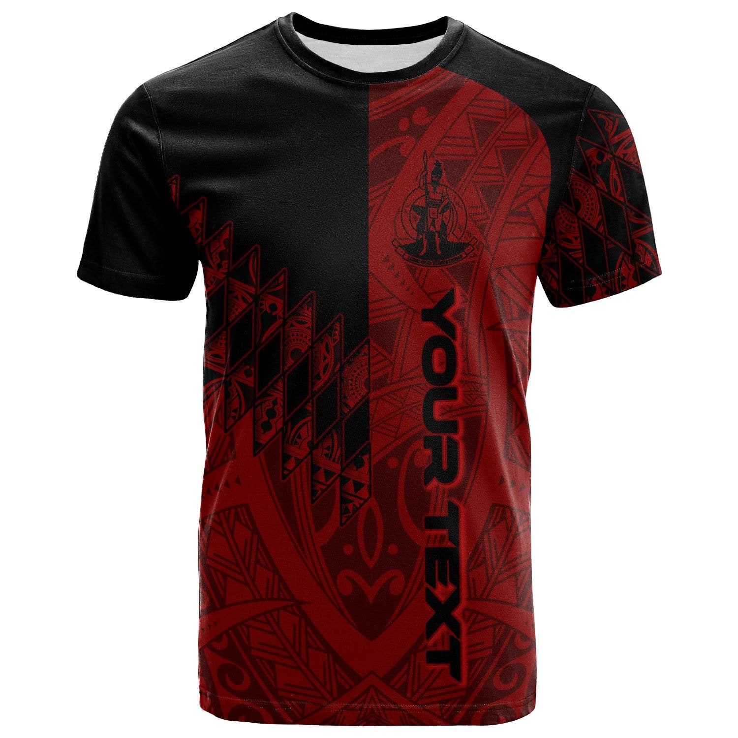 Vanuatu T Shirt Custom Red Color Symmetry Style Unisex Black - Polynesian Pride