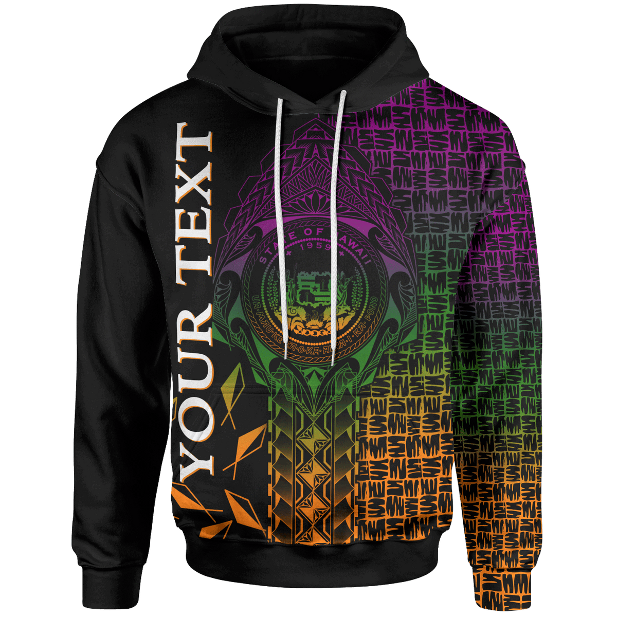 Hawaii Custom Hoodie Hawaii Seal Rocket Style Unisex Black - Polynesian Pride