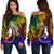 Yap Custom Personalised Women's Off Shoulder Sweater - Rainbow Polynesian Pattern Art - Polynesian Pride