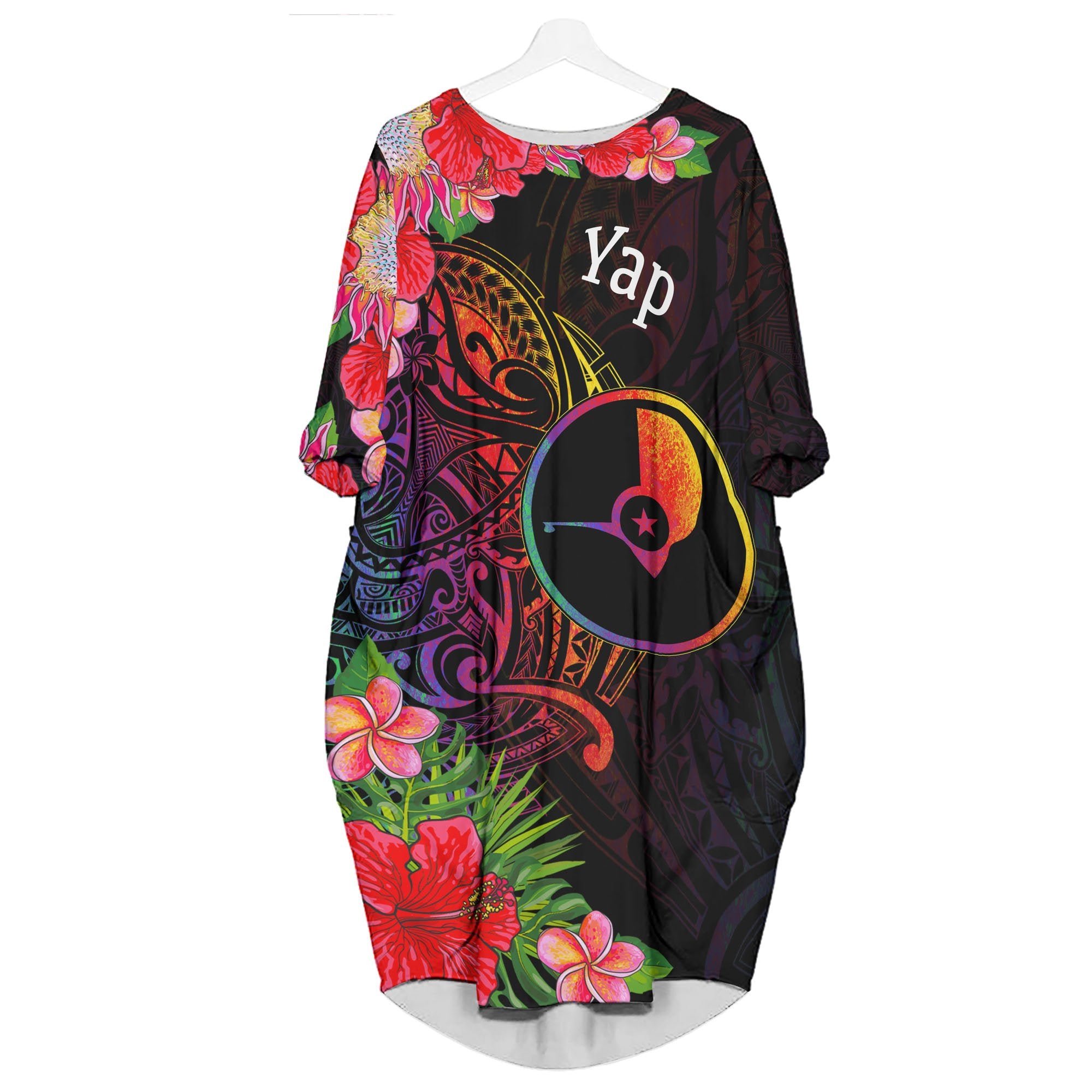 Yap State Batwing Pocket Dress - Tropical Hippie Style - Polynesian Pride