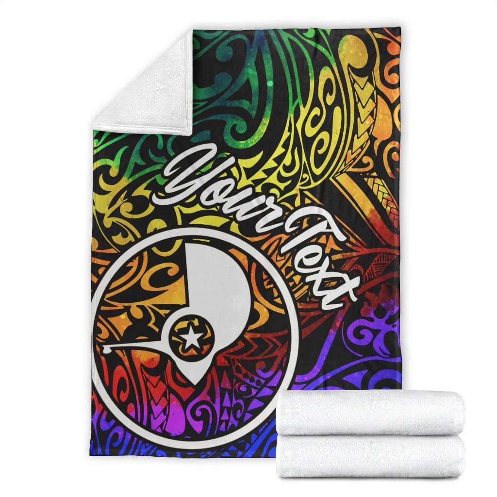 Yap Custom Personalised Premium Blanket - Rainbow Polynesian Pattern - Polynesian Pride