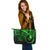 Yap State Leather Tote - Green Color Cross Style - Polynesian Pride