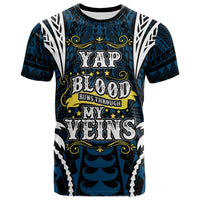 Yap T Shirt Blood Runs Through My Veins Style Flag Unisex Blue - Polynesian Pride