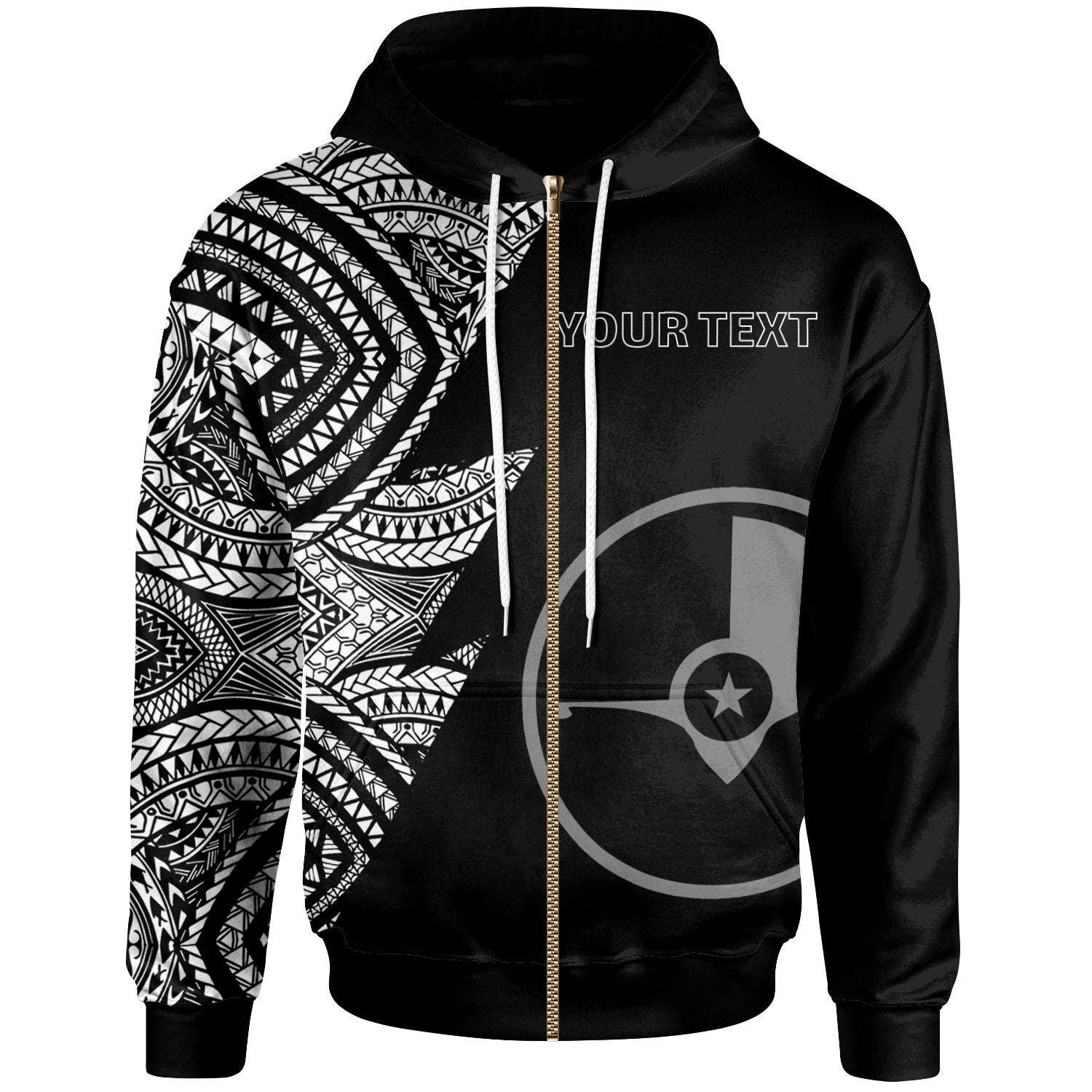 Yap Custom Personalized Zip up Hoodie Flash Style White Unisex White - Polynesian Pride