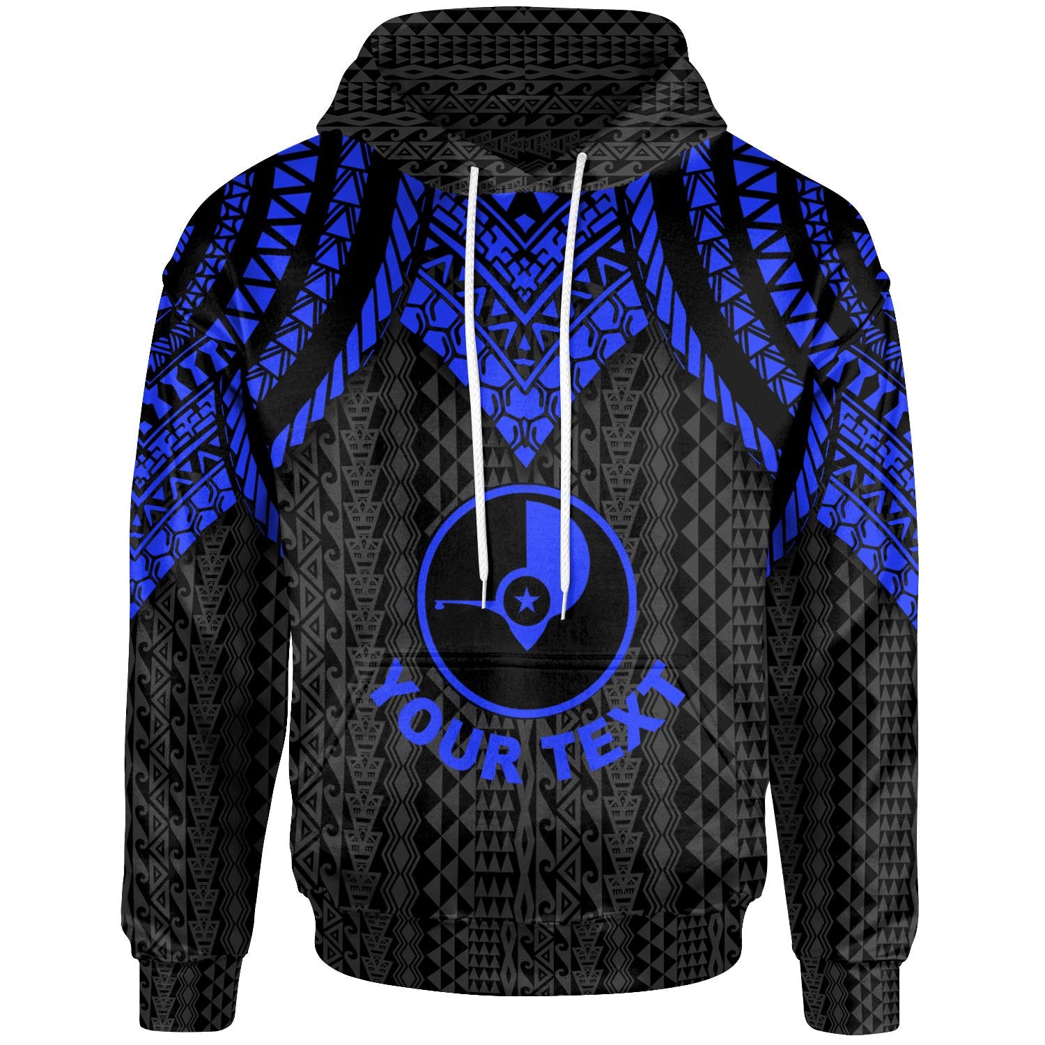 Yap Custom Hoodie Polynesian Armor Style Blue Unisex Blue - Polynesian Pride