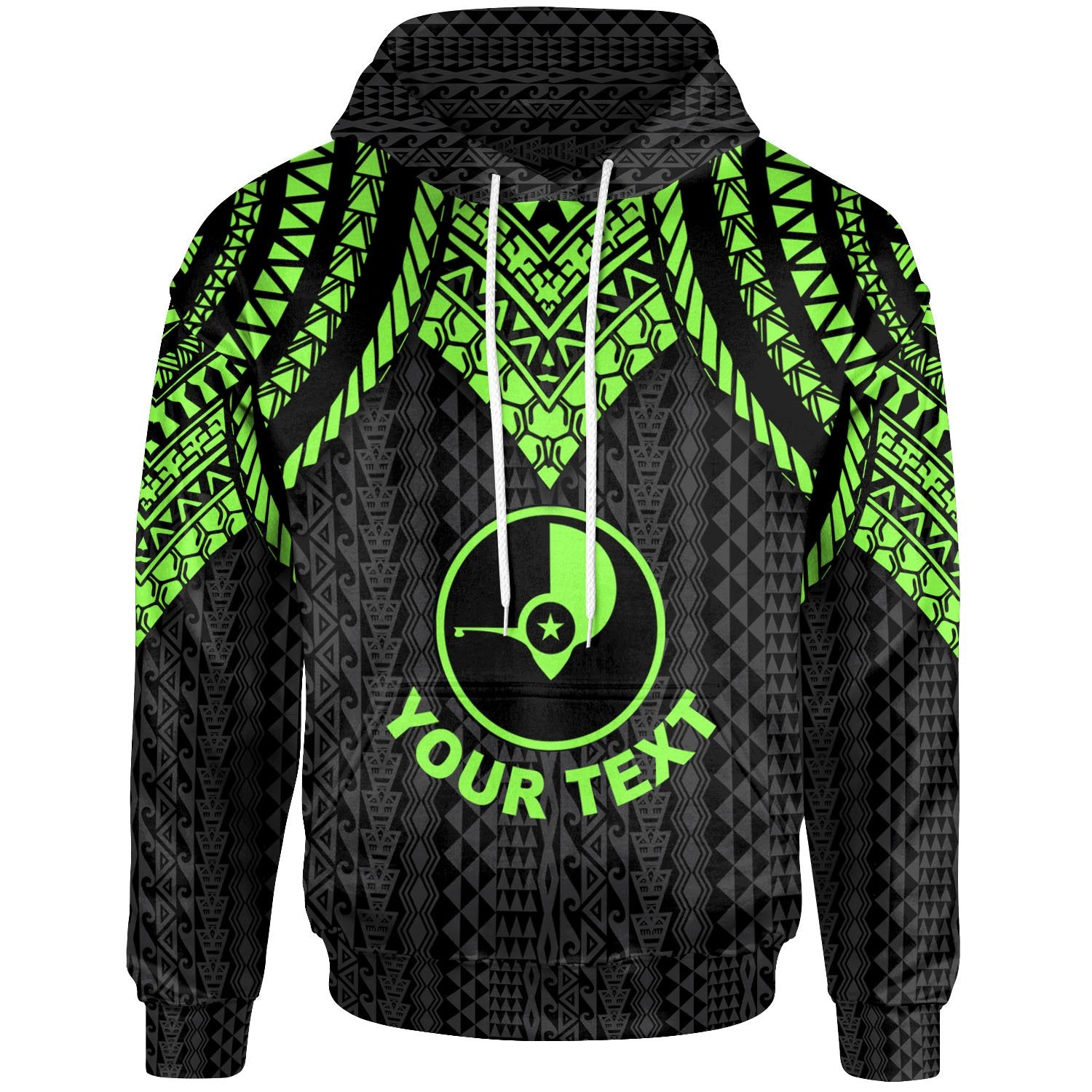 Yap Custom Hoodie Polynesian Armor Style Green Unisex Green - Polynesian Pride