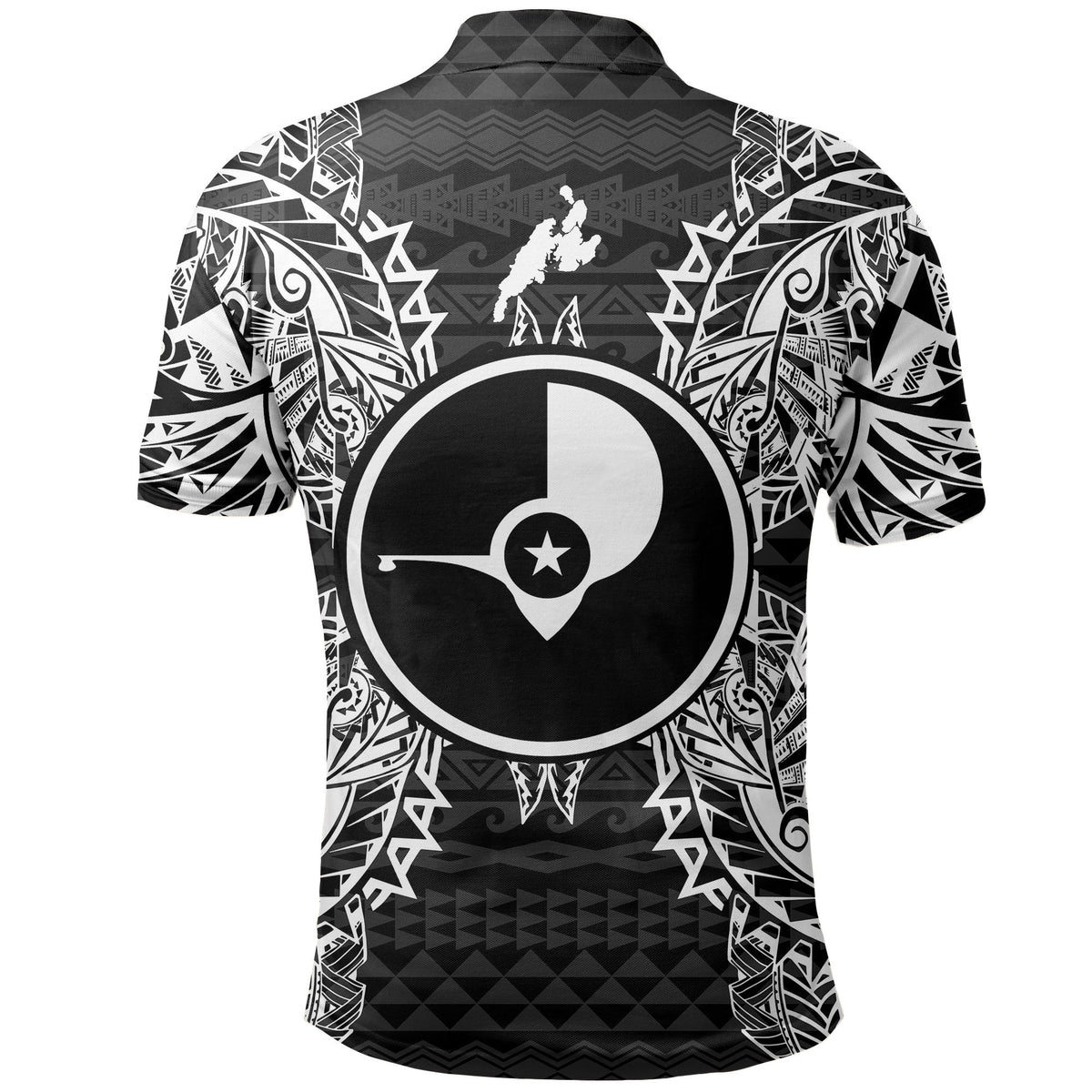 Yap Polo Shirt Yap Flag Map Polynesian Tattoo Black - Polynesian Pride