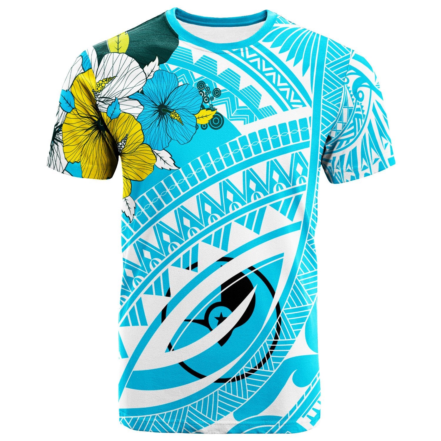 Yap T Shirt Polynesian Pattern Aquamarine Stone Color Unisex Blue - Polynesian Pride