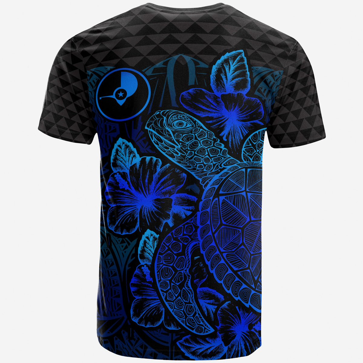 Yap T Shirt Yap Flag Turtle Hibiscus Blue - Polynesian Pride